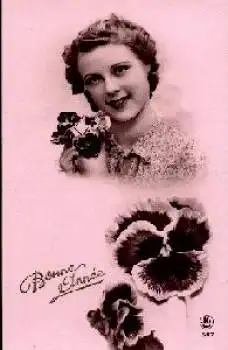 Stiefmütterchen Neujahreskarte * ca. 1930