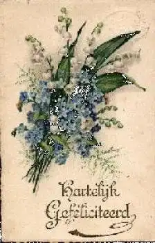 Maiglöckchen  mit Vergißmeinnicht Erika 6243 Künstlerkarte o 31.1.1930