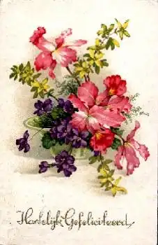 Veilchen mit roten und gelben Blumen o 10.3.1932