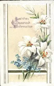 Vergißmeinnicht mit weißen Blüten Prägekarte o 30.1.1912
