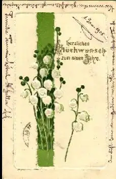 Maiglöckchen Prägekarte, Neujahr 2.1.1901