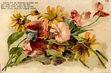 Blumen Künstlerkarte gebr. ca. 1900