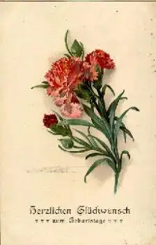 Nelken Geburtstagskarte o 6.10.1918