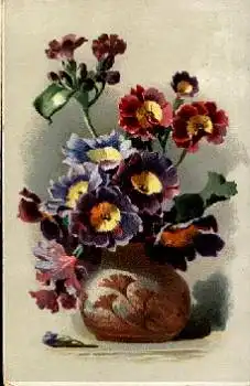 Blumen in Vase Künstlerkarte o 15.10.1913