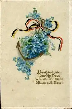 Vergißmeinnicht mit Anker Patriotika gebr. 24.9.1918