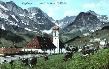 Engelberg Klosterkirche und Juchlipass Kühe * ca. 1910