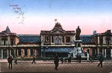 Louvain La Gare Stempel Beverloo Truppenplatz Belgien o 23.2.1916