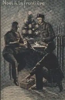 Weihnachten an der Front 1. WK. Künstlerkarte A. Kochen gebr. ca. 1915