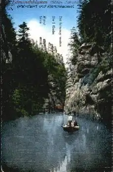 Edmundsklamm Kahnfahrt u. Klammfamilie Böhmische Schweiz * ca. 1910