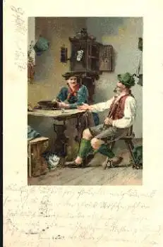 Mann raucht Tabakspfeife o 3.3.1900