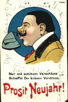 Neujahr Mann mit Schloss Mund o 31.12.192