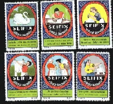 Vignetten Seifix Bleichmittel 6 Stück Serie3 komplett um 1920