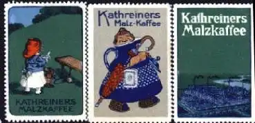 Kathreiners Malzkaffee Kind mit Dackel Vignette um 1920