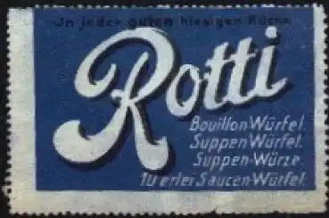 Rotti Boullon Würfel Suppen Würfel Soßen Würze Vignette um 1920
