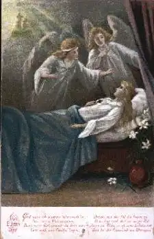 Schutzengel am Totenbett Serie "Das Elterngrab" * ca. 1900