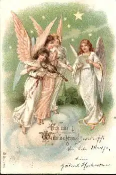 Weihnachten Engel mit Geige o 23.12.1900