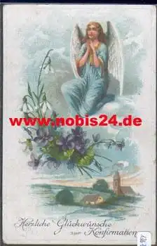 Konfirmation Schutzengel Schneeglöckchen *ca. 1910