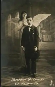 Konfirmation Schutzengel gebr. ca. 1920