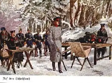 Auf dem Schießstand Militär Künstlerkarte Döbrich Steglitz * 1934