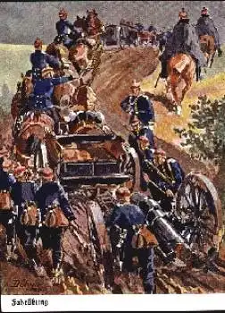 Artillerie "Fahrübung" Künstlerkarte Döbrich Steglitz * 1934