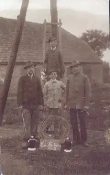 17111 Neu Kenzlin Elektriker beim Überlandleitungsbau Echtfotokarte gebr. 5.6.1925