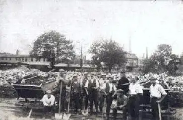 Steinbruch Arbeiter mit Feldbahn Echtfotokarte  * ca. 1920