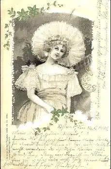 Dame mit Hut Künstlerkarte o 13.6.1901