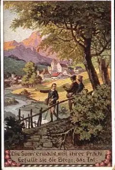 Die Sonn erwacht - Künstlerkarte Untersberger Volksliedkarte o 8.11.1925