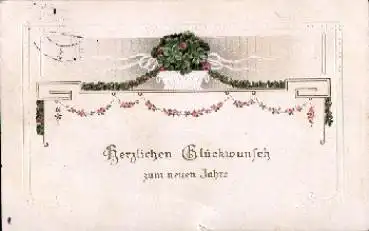 Blumenkorb Jugendstil Prägekarte o 1912