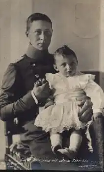 Preussen Kronprinz Friedrich Wilhelm Victor August Ernst mit seinem Söhnchen Nr. 1781 o 25.2.1908
