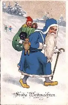 Nikolaus im Blauen Mantel farbige Puppe Weihnachtsmann o 22.12.1928