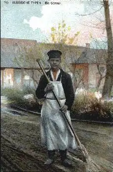 Gärtner mit Besen Russische Typen * ca. 1915