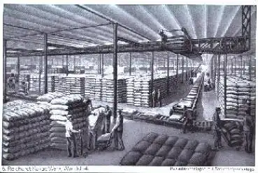 Wandsbeck Hamburg Reichardt Kakao Werk Kakaobohnenlager Sacktransportanlage, Lagerarbeiter * ca. 1910