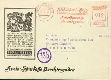 Steckenpferd, Umschlag mit Werbezudruck der Sparkasse Berchtesgade o 24.2.1945