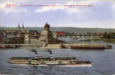 Rheindampfer am Deutschen Eck Koblenz * ca. 1910