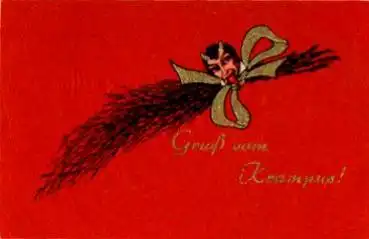 Lachender Teufel an Rute Krampus gebr. ca. 1930