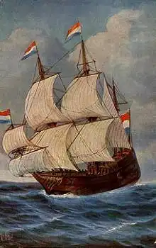 Holländisch Westindien-Fahrer Segelschiff Künstlerkarte * ca. 1910
