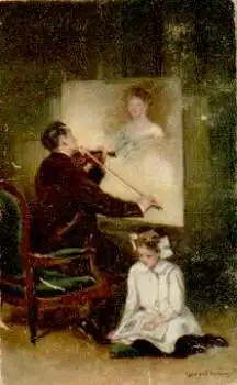 Mann mit Geige, Künstlerkarte Clarende F. Underwood o 18.2.1922