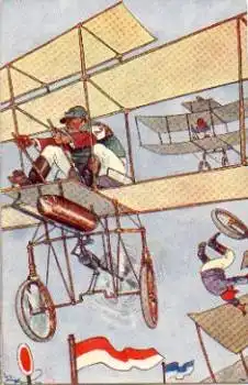 Luftfahrt Flugzeughumor Künstlerkarte * ca. 1940