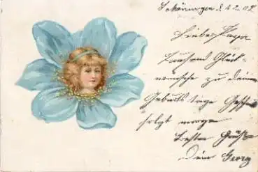 Blumenkind Mädchen mit Blütenblättern o 2.2.1908