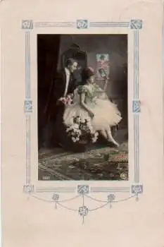 Jugendstil Ballerina Künstlerkarte o 1.07.1911