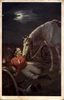 Pferd Schimmel Mondschein Künstlerkarte R. Kratky, o 20.9.1917