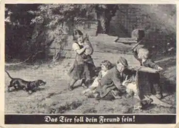 Dackel, Kinder mit Hasen o 20.9.1932