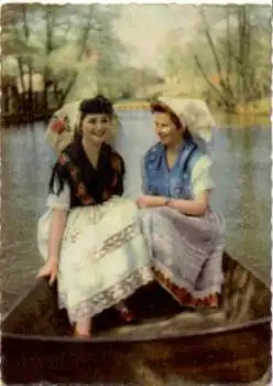 Spreewaldtracht Frauen in Ruderboot * ca. 1960