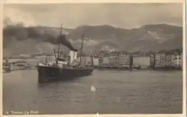 Toulon Hafen Dampfschiff Echtfoto *ca. 1930