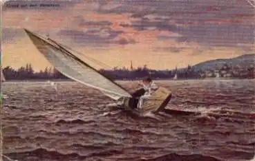 Zürichsee, Segelboot, Künstlerkarte o 8.11.1922