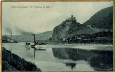 Aussig, Burg Schreckenstein, Elbdampfer, * ca. 1920