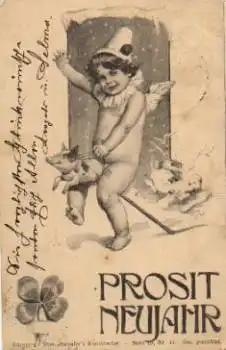 Nackter Engel mit Schwein, o 1901