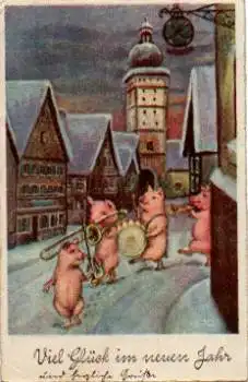 Schweine machen Musik Künstlerkarte, o 29.12.1930