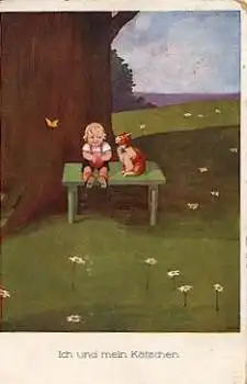 Kind mit Katze und Schmetterling, o ca. 1910